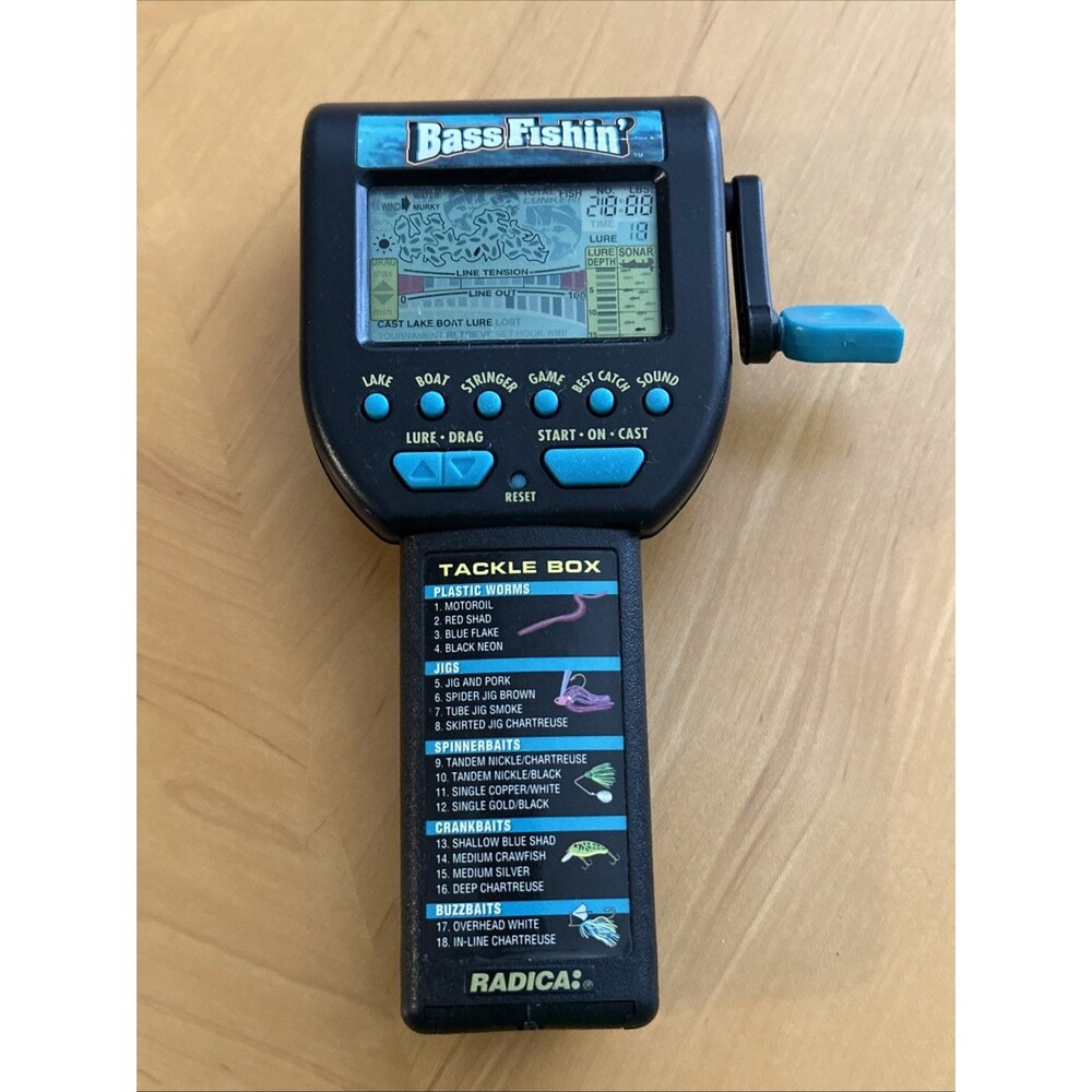 Vintage Radica Bass Fishin' Handheld 3732 Electronic Fishing Game 1996 Tested